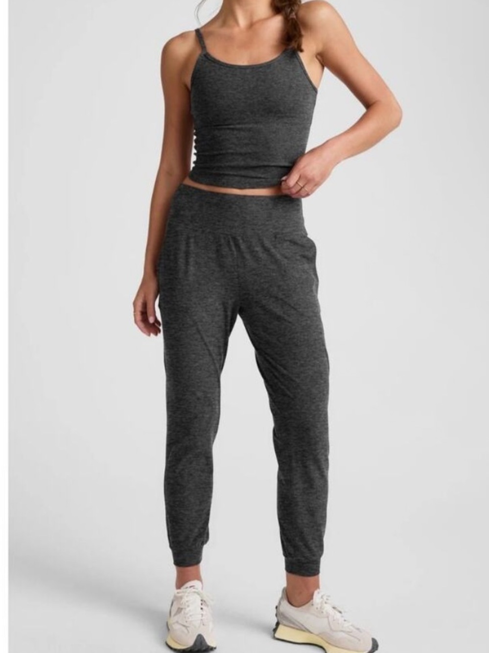 Beyond Yoga Dark Charcoal Spacedye Midi Joggers Pilates Athleisure Activewear